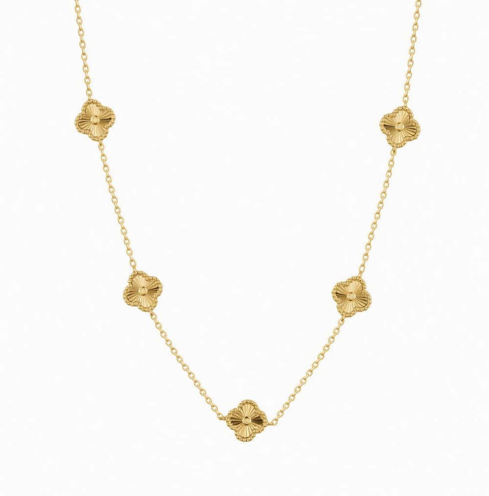 925 Sterling Silver Gold Plated CZ Clover Necklace – product view