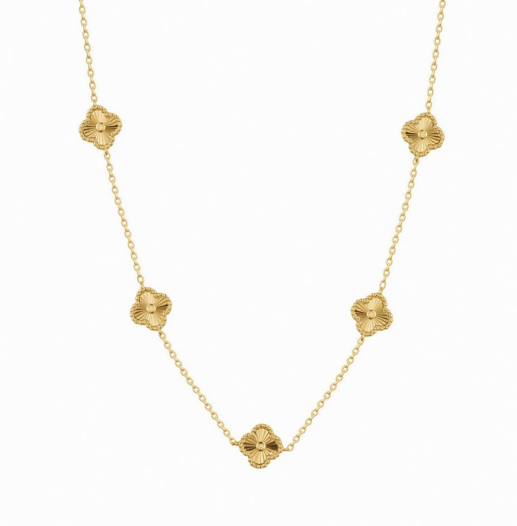 925 Sterling Silver Gold Plated Cubic Zirconia Clover Necklace – Imperial Time