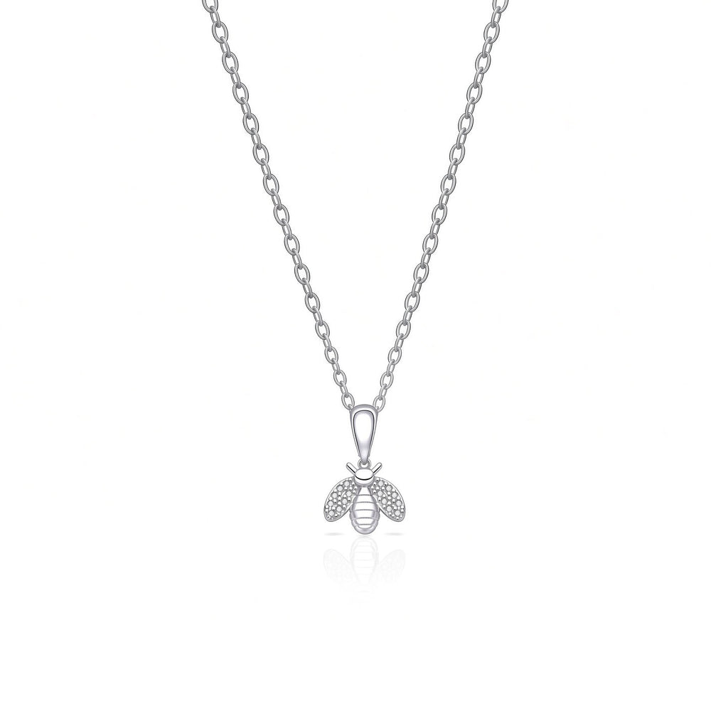 925 Sterling Silver Cubic Zirconia Bee Pendant Necklace