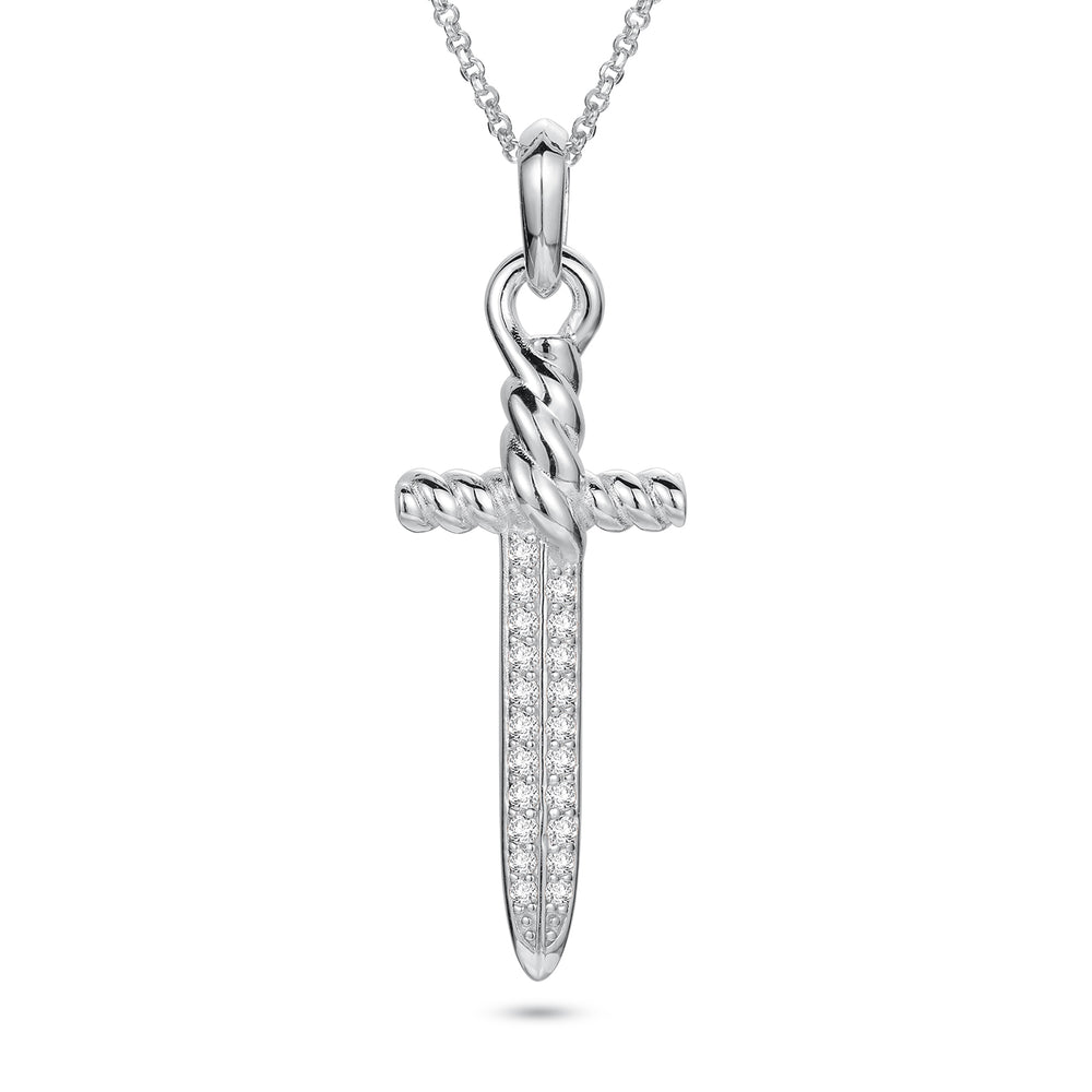 925 Silver Cubic Zirconia Set Vintage Sword Pendant – Imperial Time