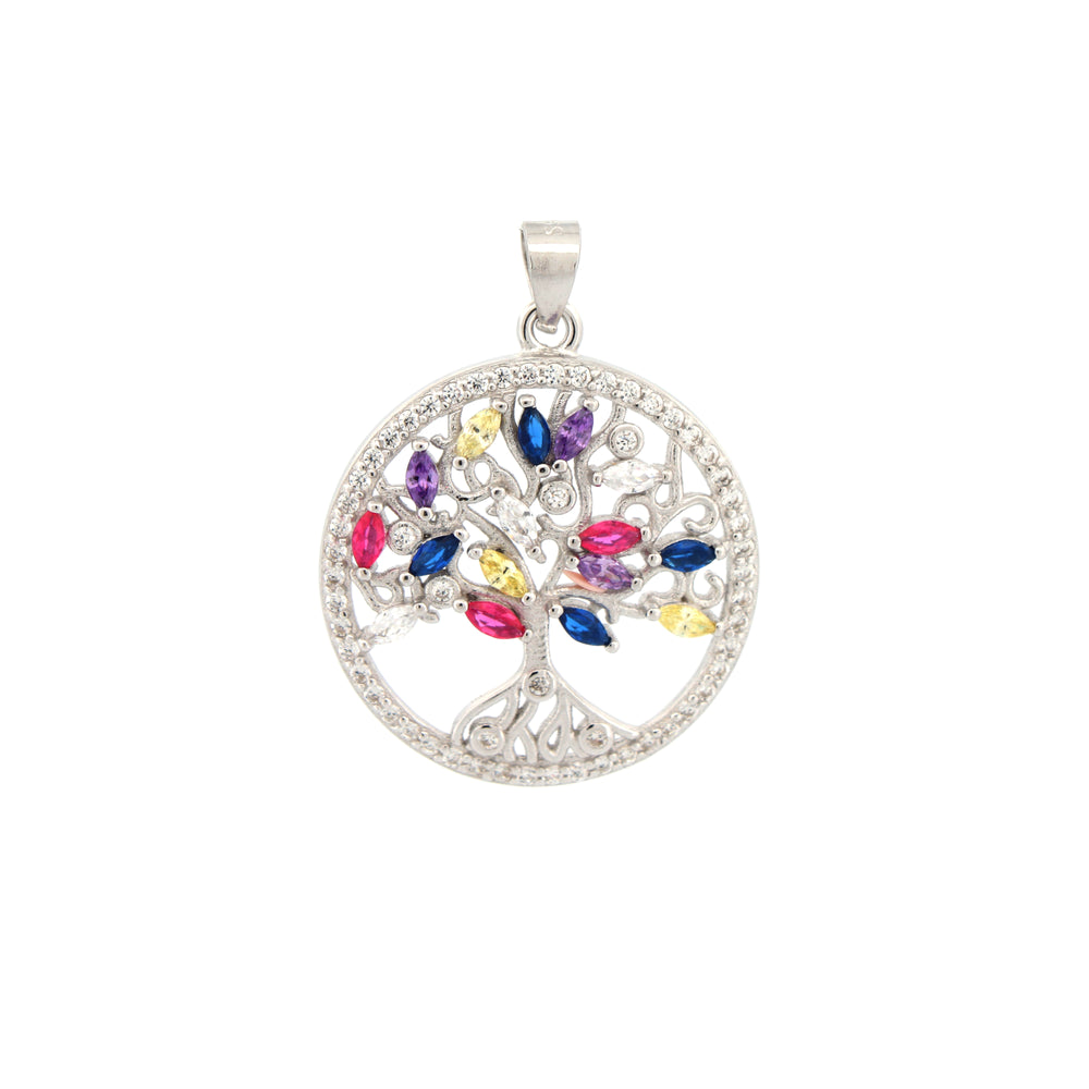 925 Silver Multi Col Cubic Zirconia Tree of Life Pendant – Imperial Time