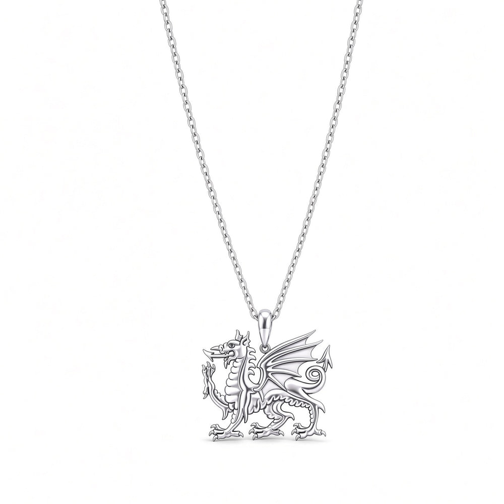 925 Sterling Silver Welsh Dragon Pendant Necklace