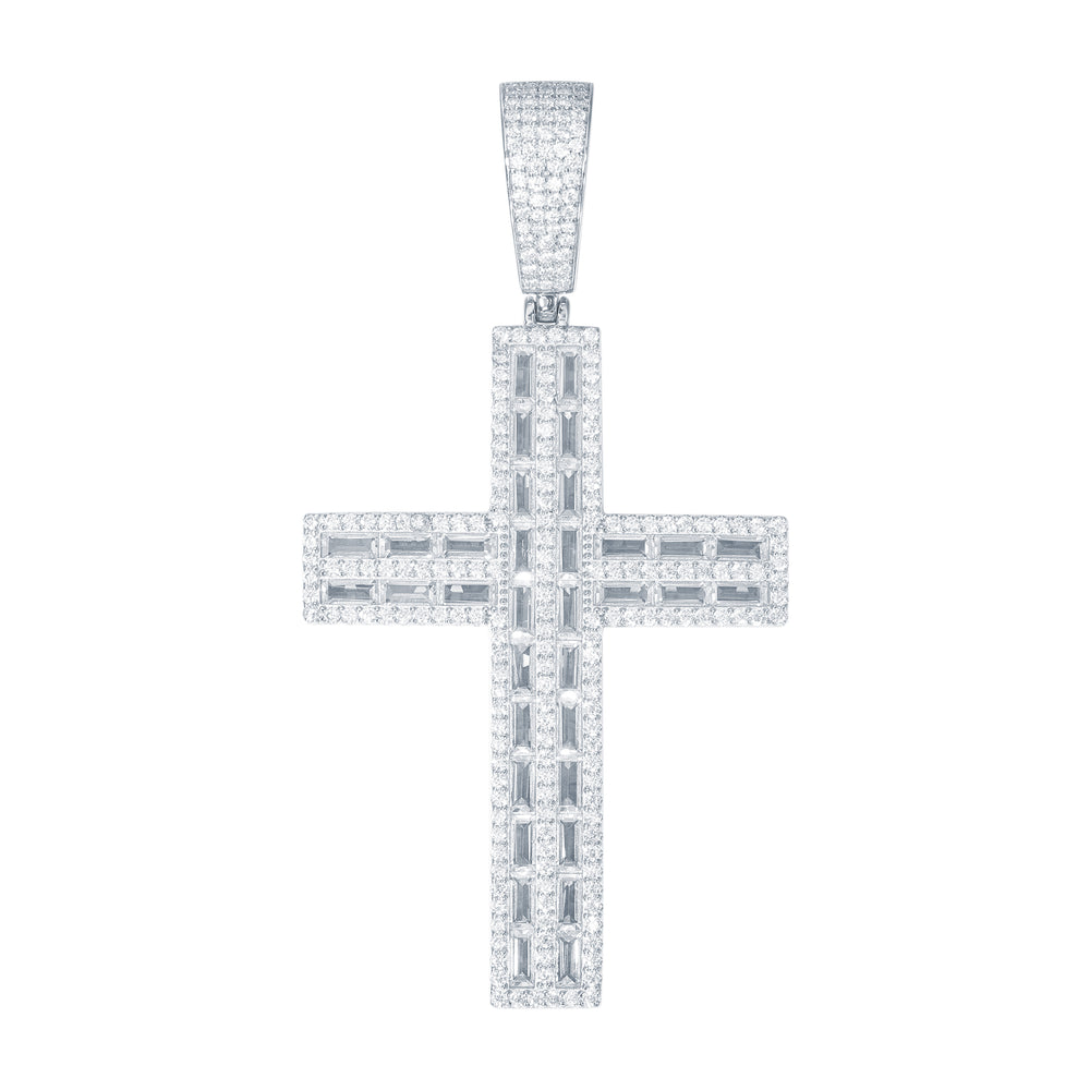 925 Silver Baguette Cubic Zirconia Set Cross – Imperial Time