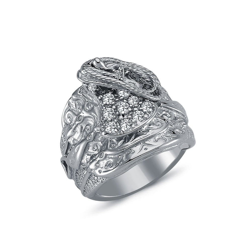 925 Silver Cubic Zirconia Set Saddle Ring – Imperial Time