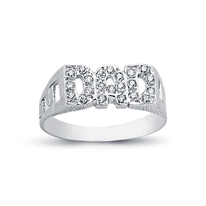 925 Silver Cubic Zirconia Set Dad Ring Curb Shoulders – Imperial Time