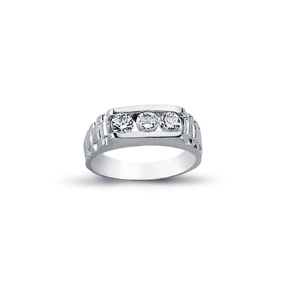 925 Silver Cubic Zirconia Set Trilogy Signet Ring – Imperial Time