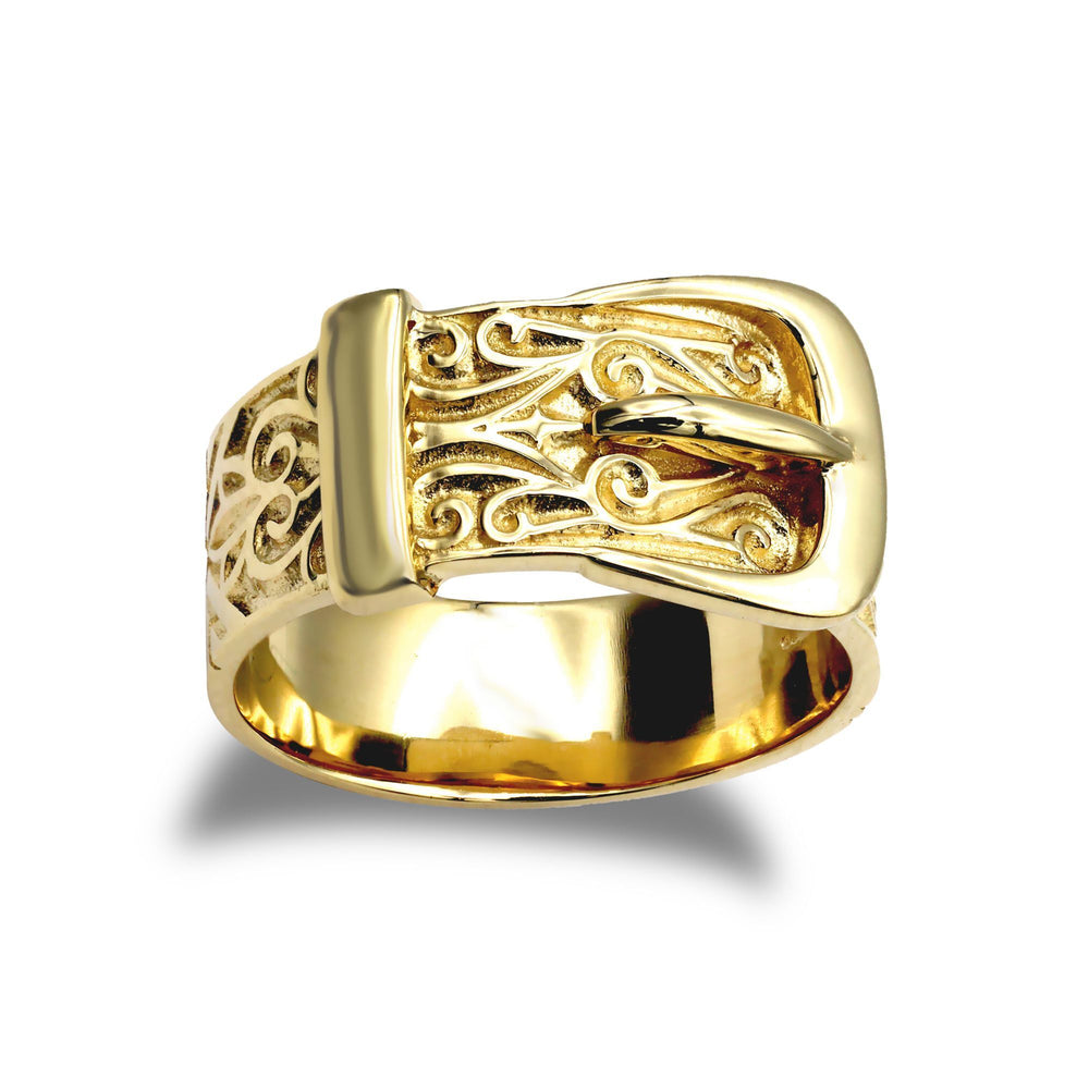 Jewelco London Gold-plated Silver Single Buckle Ring 10mm - ARN129