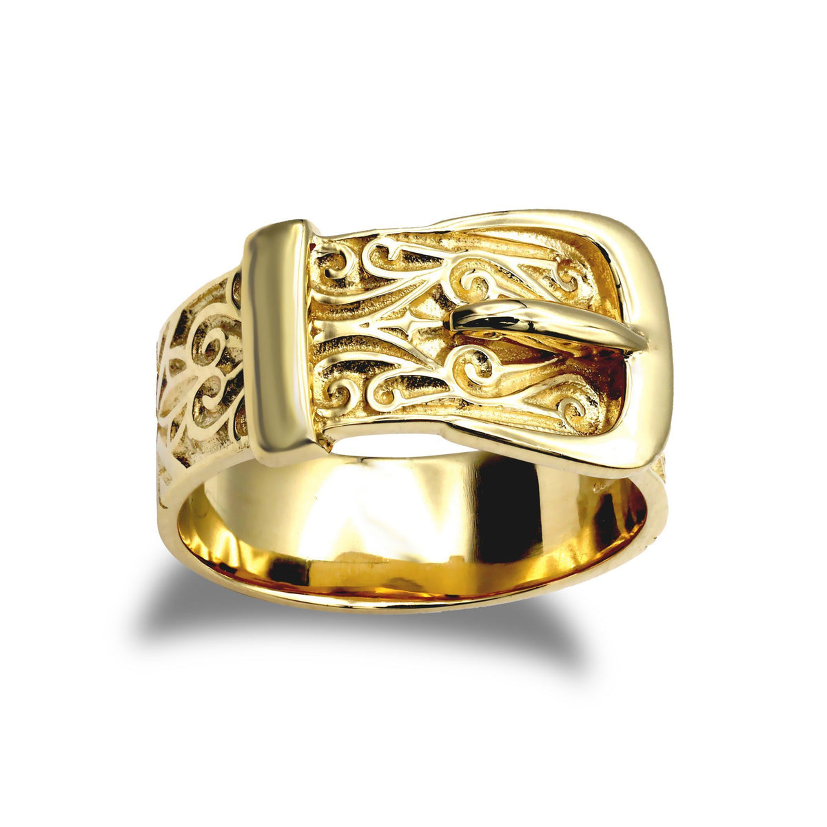 Jewelco London Gold-plated Silver Single Buckle Ring 10mm - ARN129
