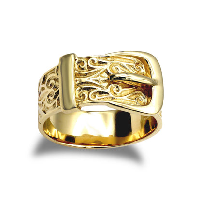 Jewelco London Gold-plated Silver Single Buckle Ring 10mm - ARN129