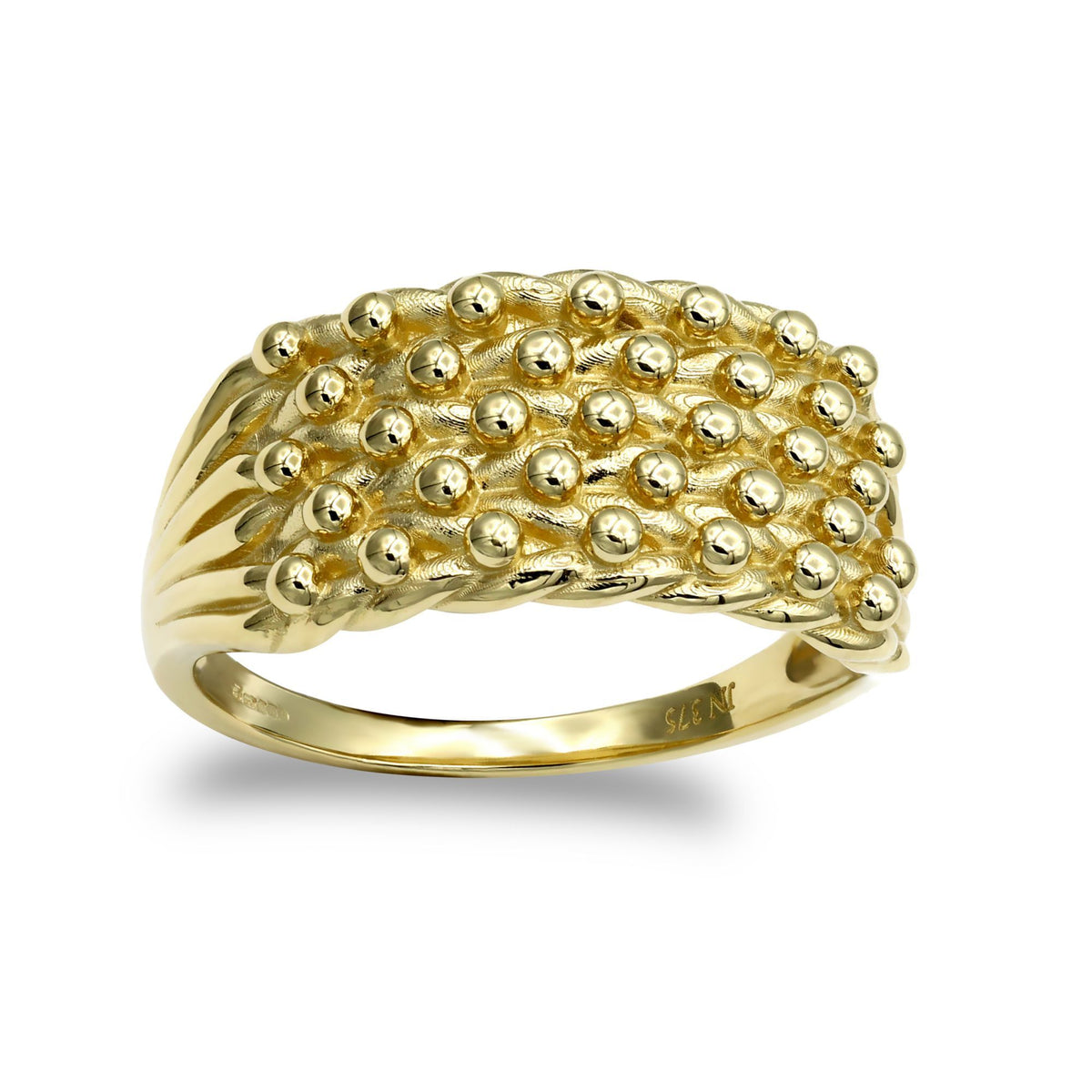 Jewelco London Gold-plated Silver 5 Row King George III Keeper Guard Ring 10mm - ARN130