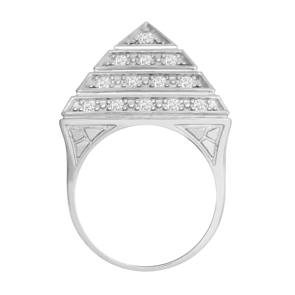 925 Silver Cubic Zirconia Set Pyramid Ring (ARN131D) – product view