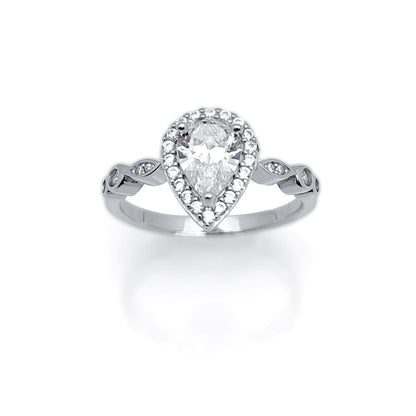 925 Silver Cubic Zirconia Pear Shape Ring – Imperial Time