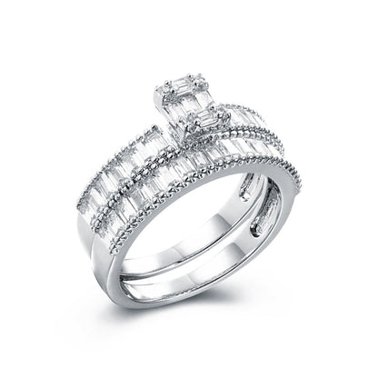 925 Silver Pear Emerald Cut and Half ET Set Rings – Imperial Time