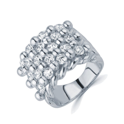 925 Silver Cubic Zirconia Set Keeper Ring – Imperial Time