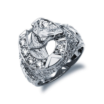 925 Silver Cubic Zirconia Set Horseshoe Ring – Imperial Time
