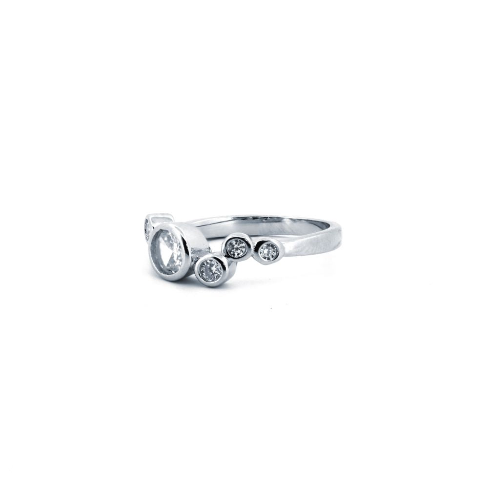 925 Silver Rhodium Cubic Zirconia Set Dress Ring (ARN175) – product view