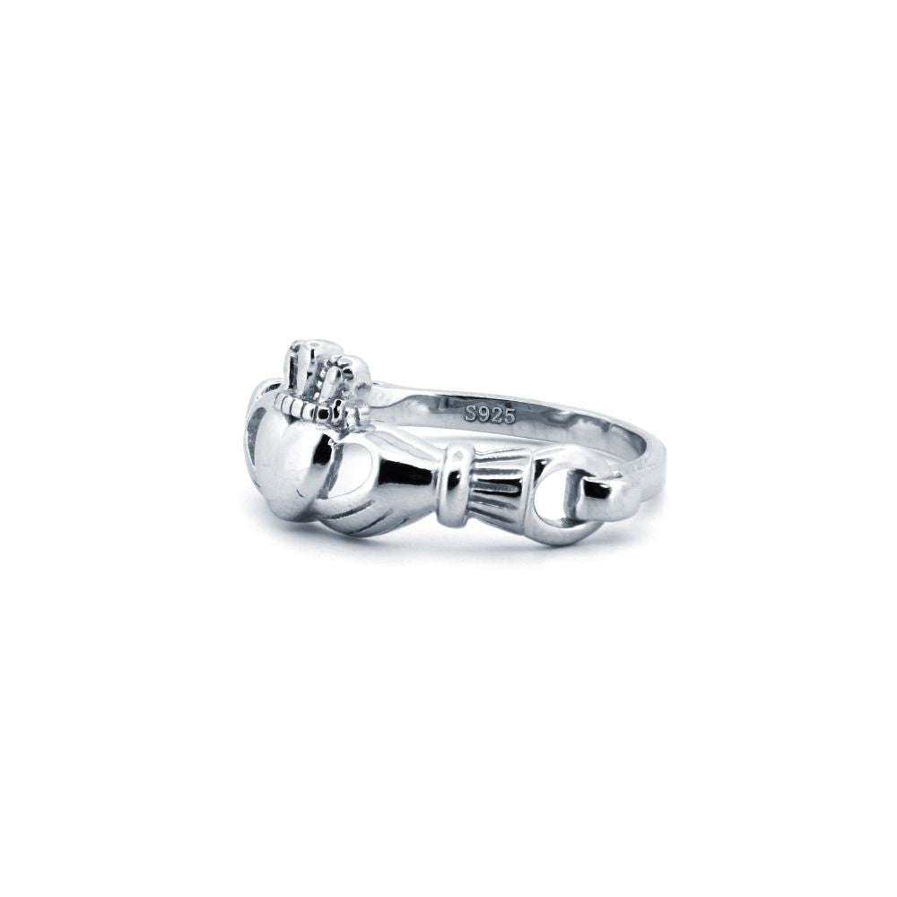925 Silver Rhodium Claddagh Ring (ARN178) – product view