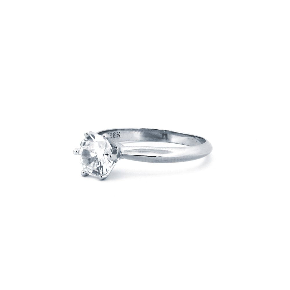 925 Silver Rhodium Cubic Zirconia Set Solitaire Ring (ARN181) – product view