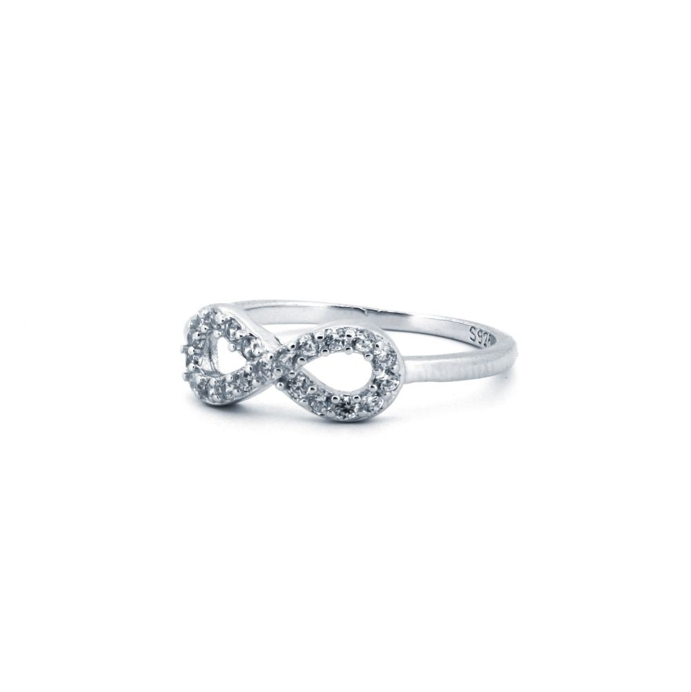 925 Silver Rhodium Cubic Zirconia Set Infiniti Ring (ARN182) – product view