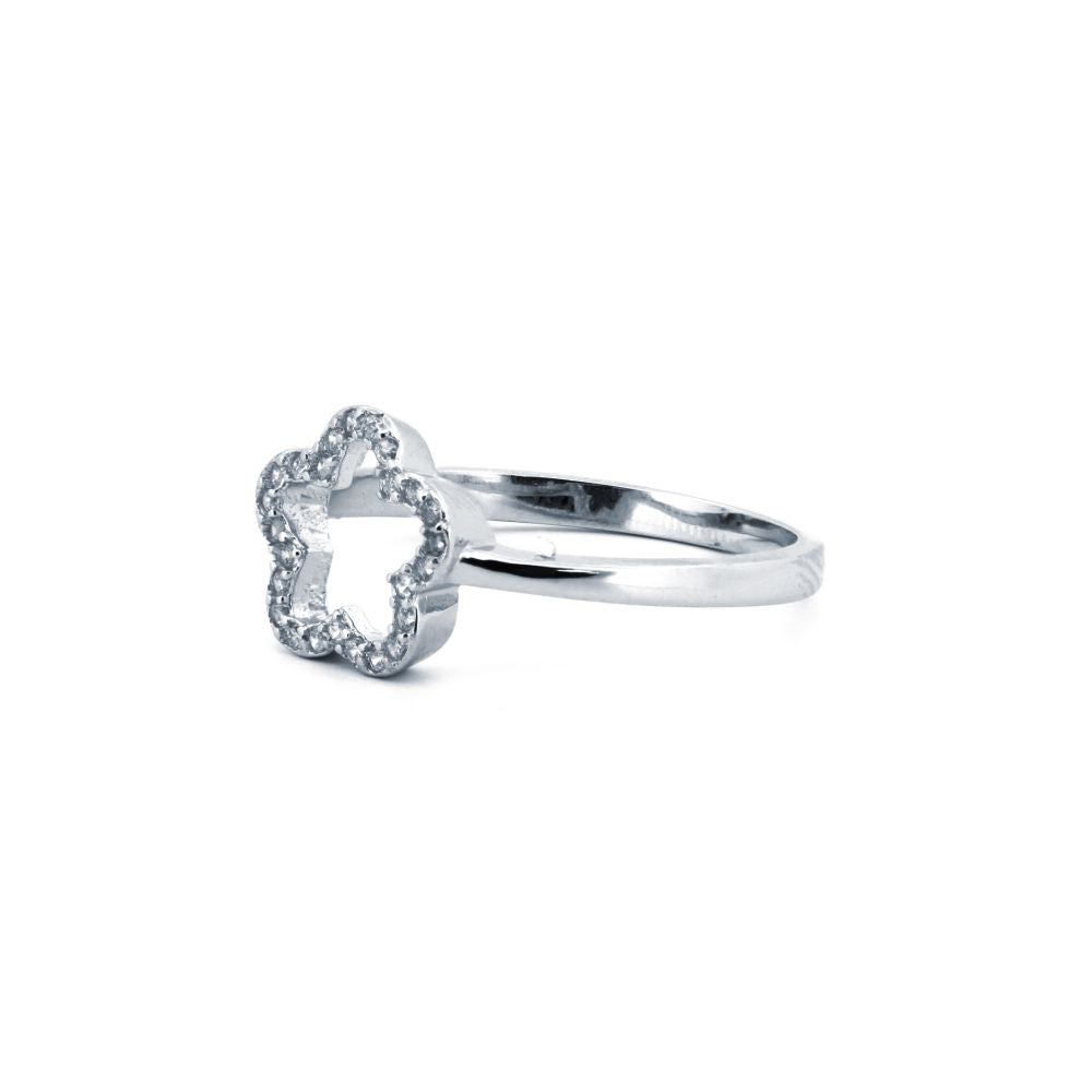 925 Silver Rhodium Cubic Zirconia Set Dress Ring (ARN183) – product view