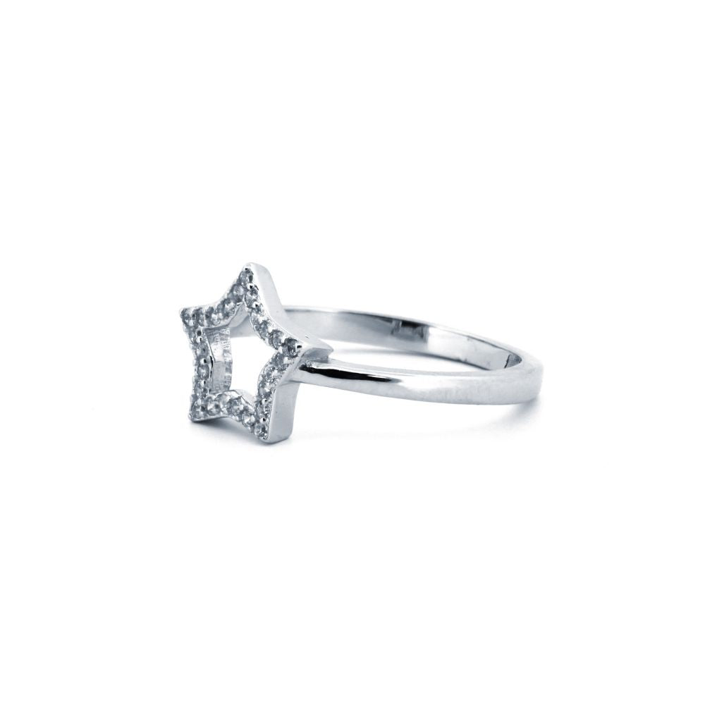 925 Silver Rhodium Cubic Zirconia Set Dress Ring (ARN185) – product view