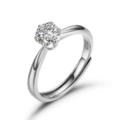 925 Silver 5mm Cubic Zirconia Set Adjustable Solitaire Ring – Imperial Time