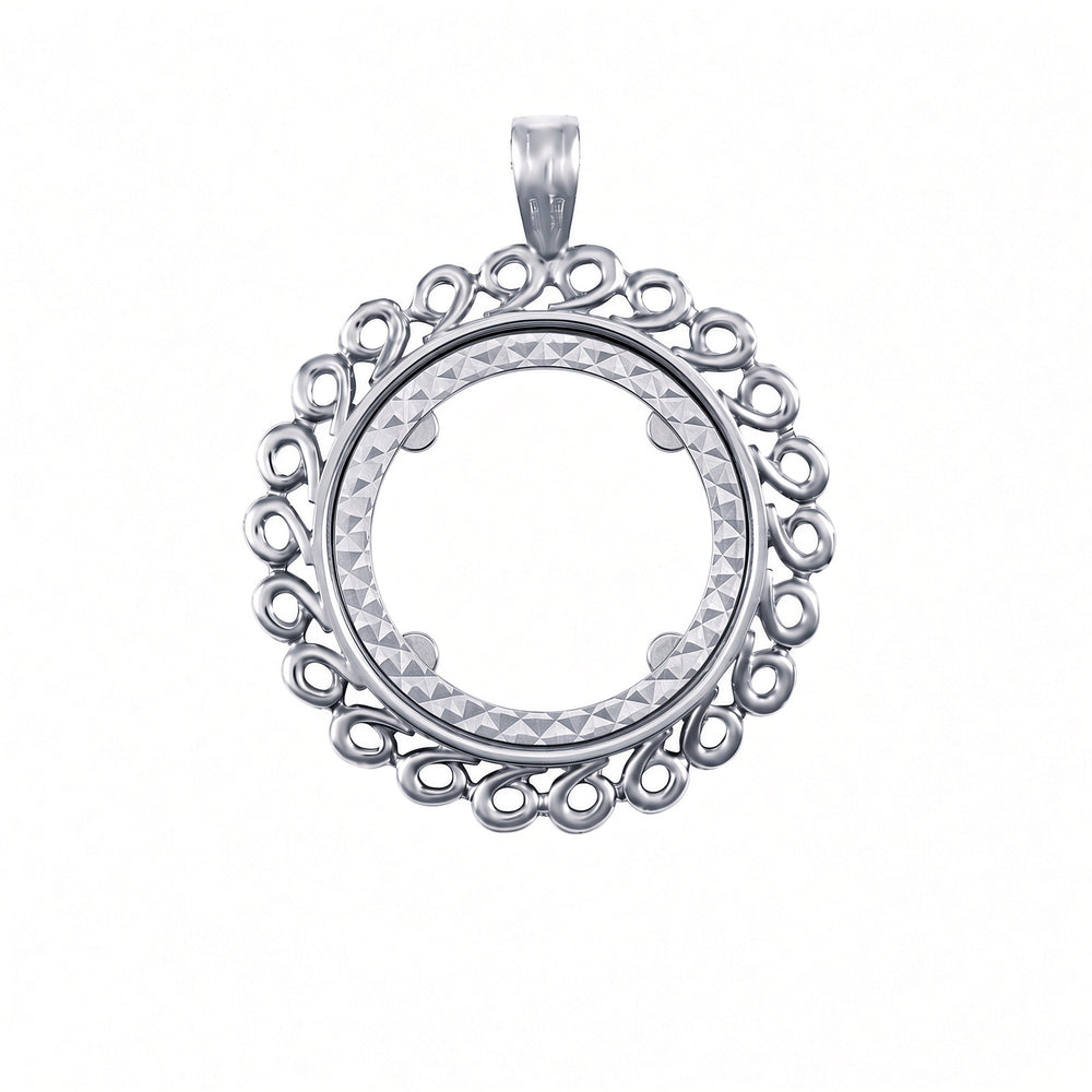 925 Silver Full Sovereign Pendant Mount Swirl Design – product view