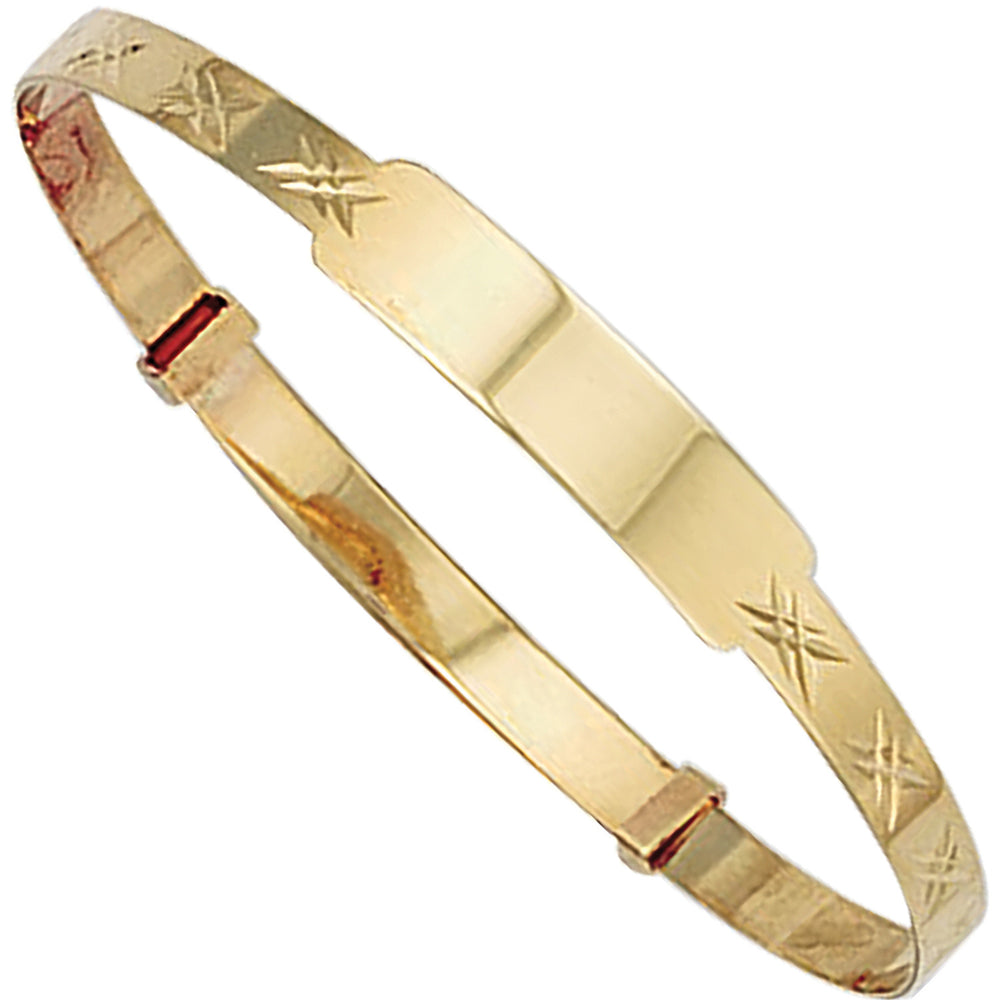 Yellow Gold D/C Expandable ID Baby Bangle