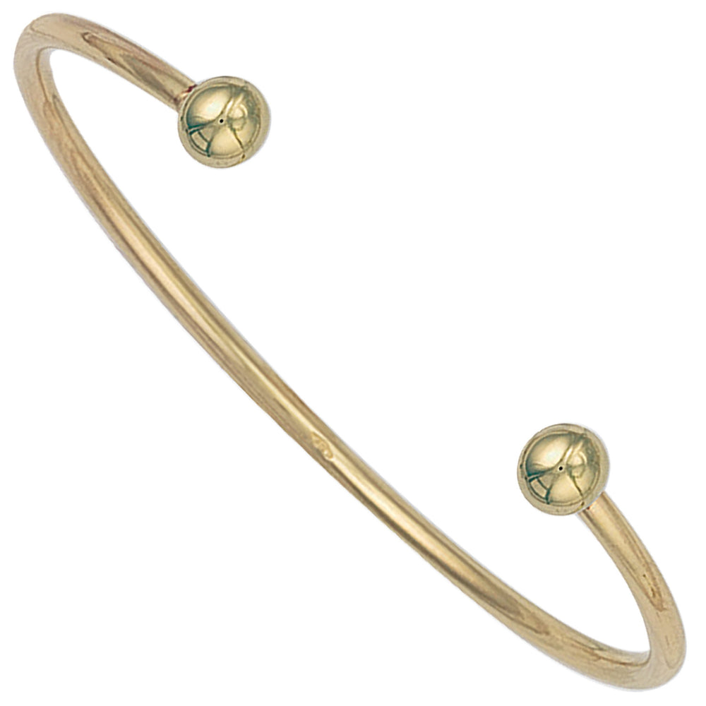 Yellow Gold Ladies 2.5mm Solid Torque Bangle – product view