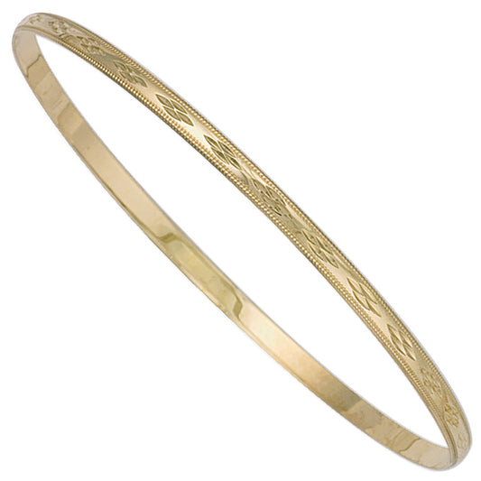 Yellow Gold 3mm D/c D - Shaped Slave Bangle