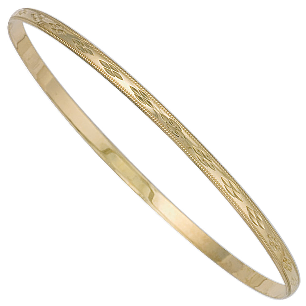 Yellow Gold 3mm D/C D - Shaped Slave Bangle