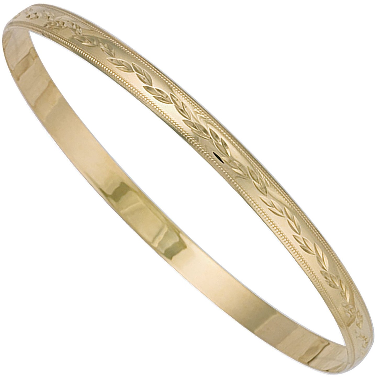 Yellow Gold 5mm D/c D - Shaped Slave Bangle