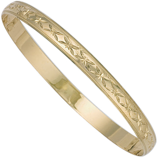 Yellow Gold 6mm D/c D - Shaped Slave Bangle