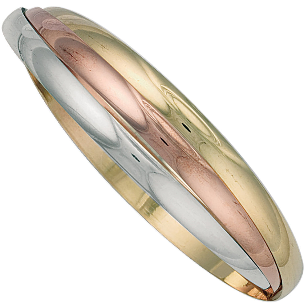 Yellow White & Rose Gold Russian Wedding 5mm Bangle