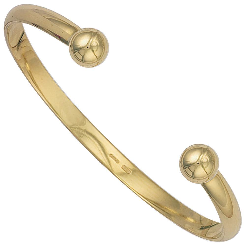 Yellow Gold 5mm D - Shaped Solid Torque Bangle – product view
