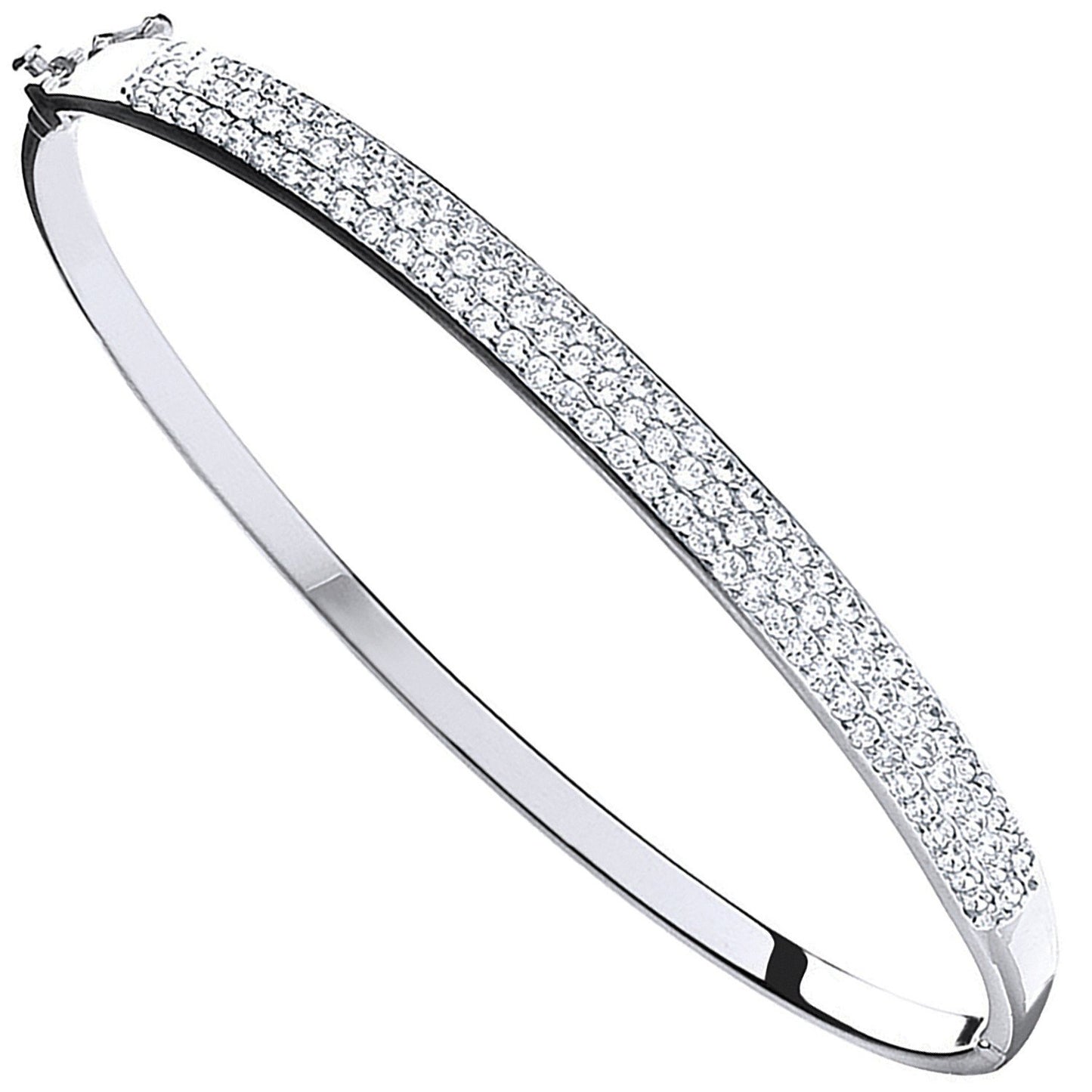 White Gold Pave Set Cubic Zirconia Bangle
