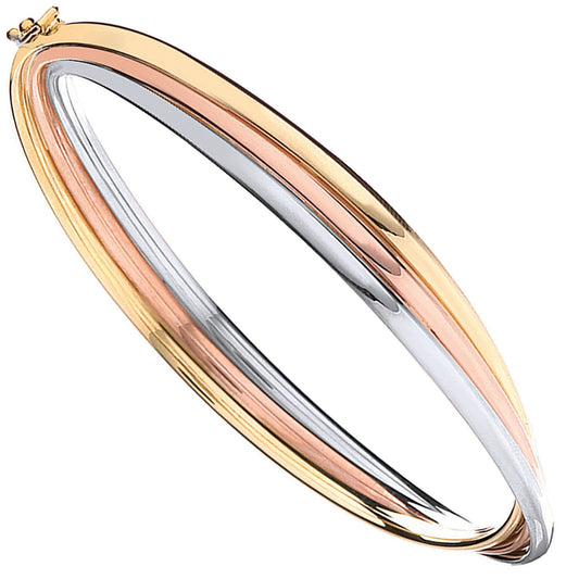 Yellow White & Rose Gold Russian Wedding Bangle