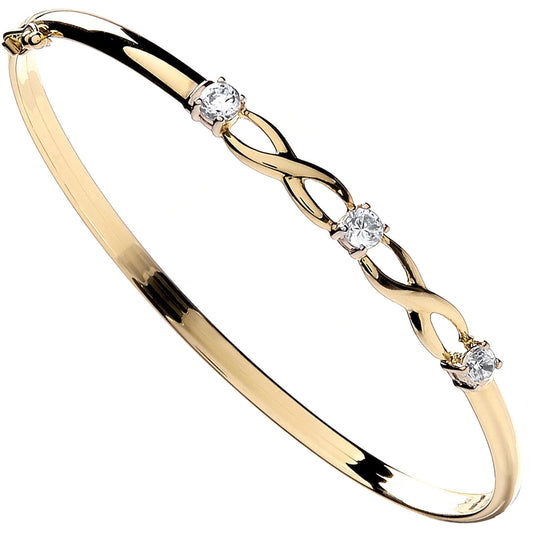 Yellow Gold Cubic Zirconia Bangle
