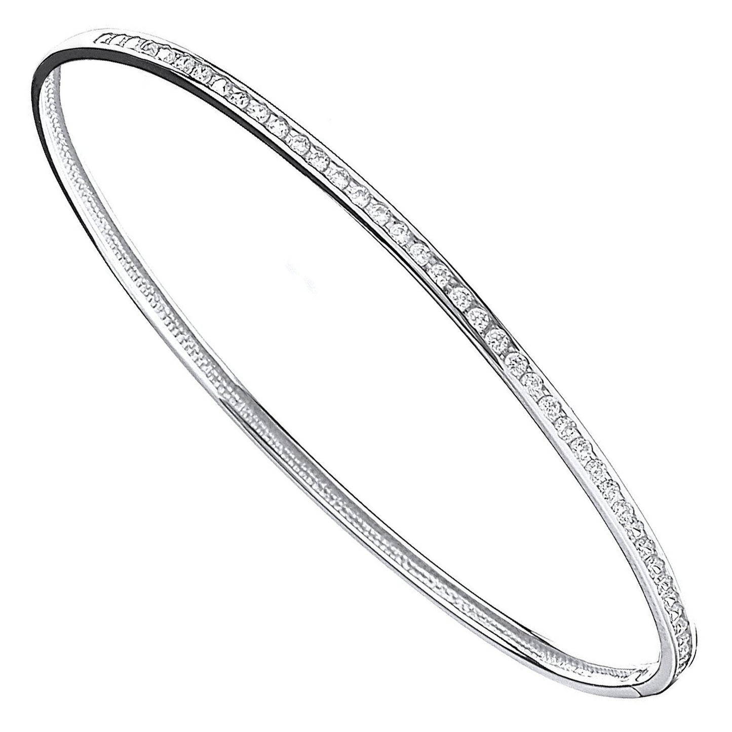 White Gold Cubic Zirconia 3mm Bangle