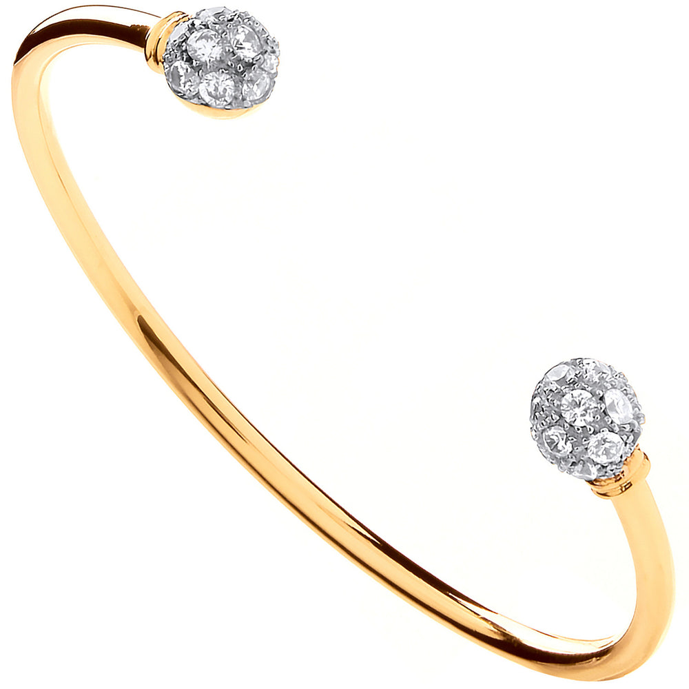 Yellow Gold Cubic Zirconia Ladies Torque Bangle