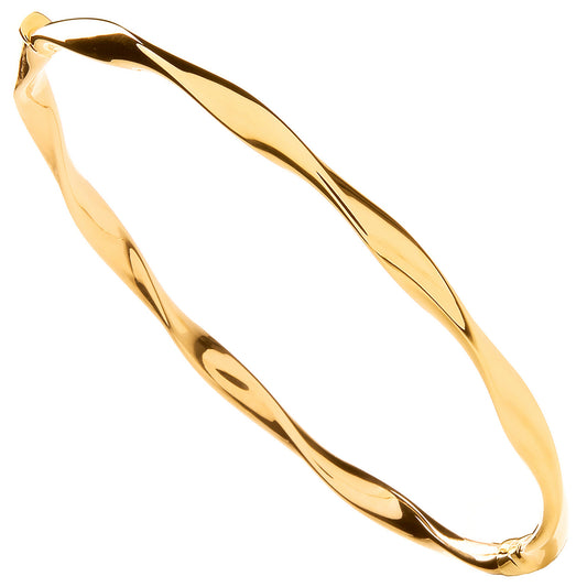 Yellow Gold Hollow Twist Ladies Bangle