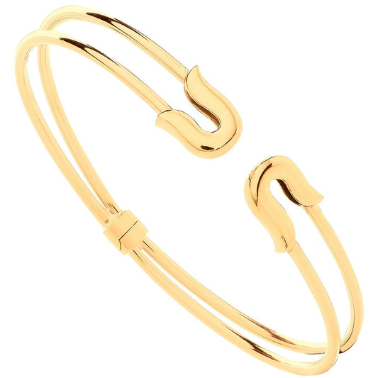 Yellow Gold Safety Pin Style Ladies Bangle