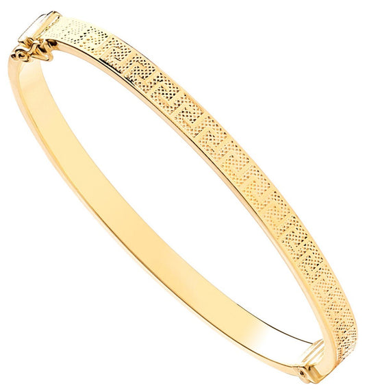 Yellow Gold Greek Key Ladies 5.0mm Bangle