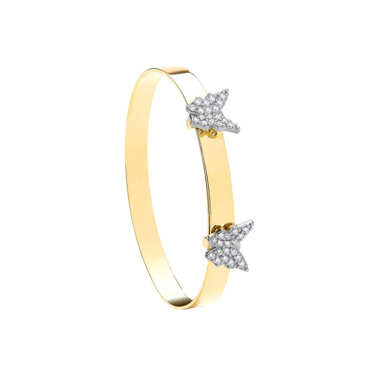 Yellow Gold 4.3mm Cubic Zirconia Butterflies Baby Bangle