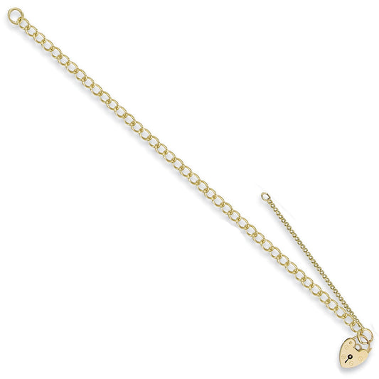 Yellow Gold Open Curb & Padlock Charm Baby/ladies Bracelet