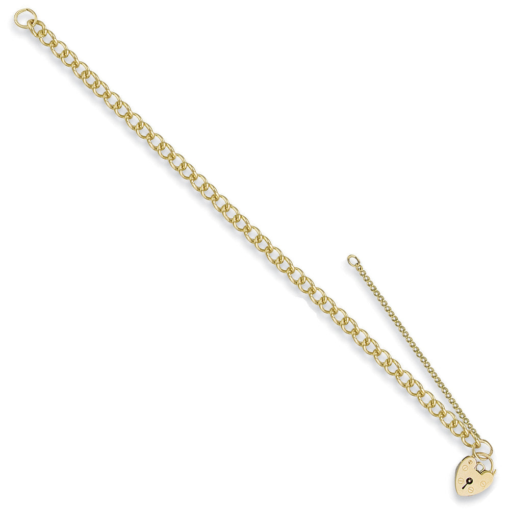 Yellow Gold Open Curb & Padlock Charm Bracelet