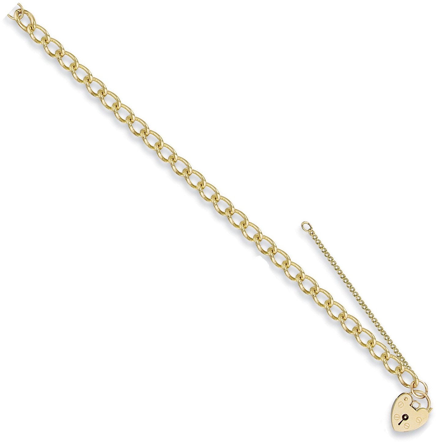 Yellow Gold Open Curb & Padlock Charm Bracelet