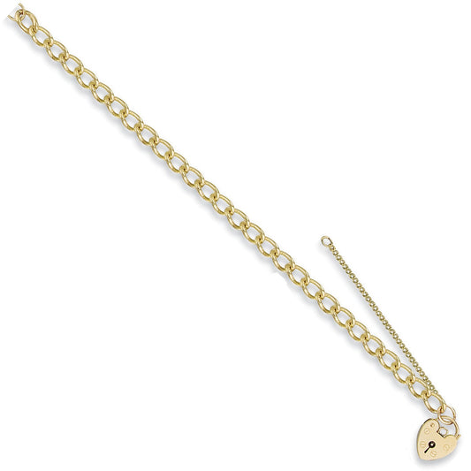 Yellow Gold Open Curb & Padlock Charm Bracelet