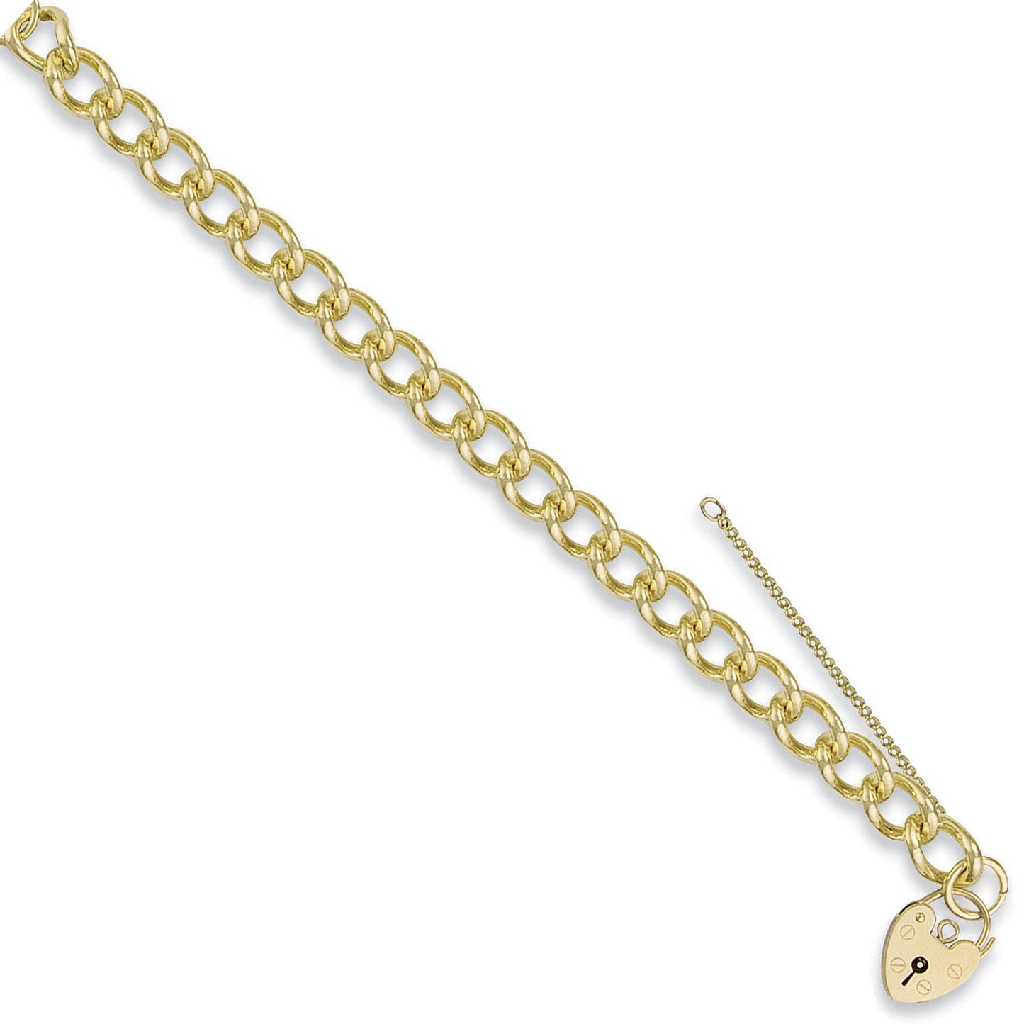 Yellow Gold Open Curb & Padlock Charm Bracelet
