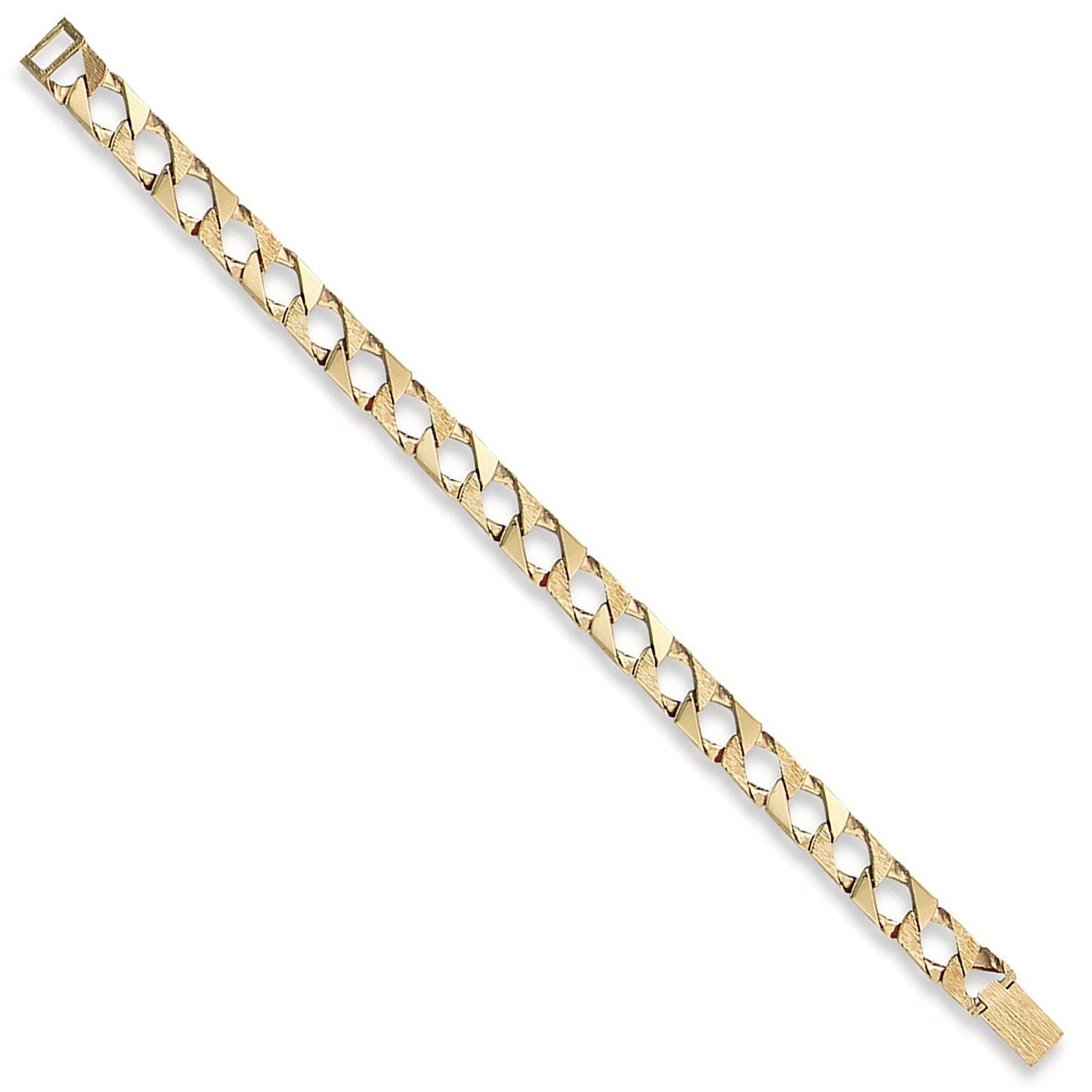 Yellow Gold 8mm Plain & Bark Casted Curb Bracelet